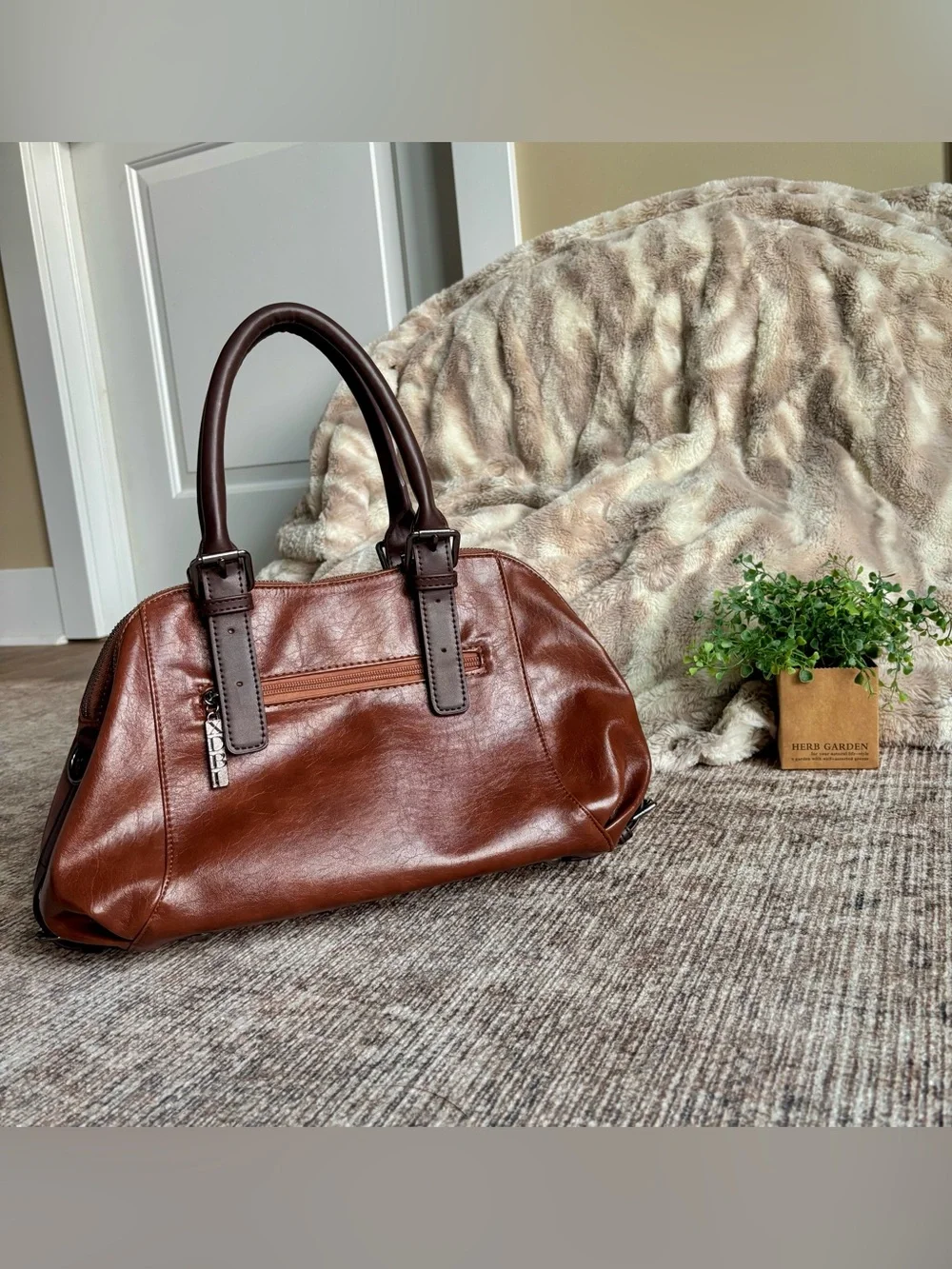 Women's Brown Leather Satchel Handbag - Classic Structured Satchel